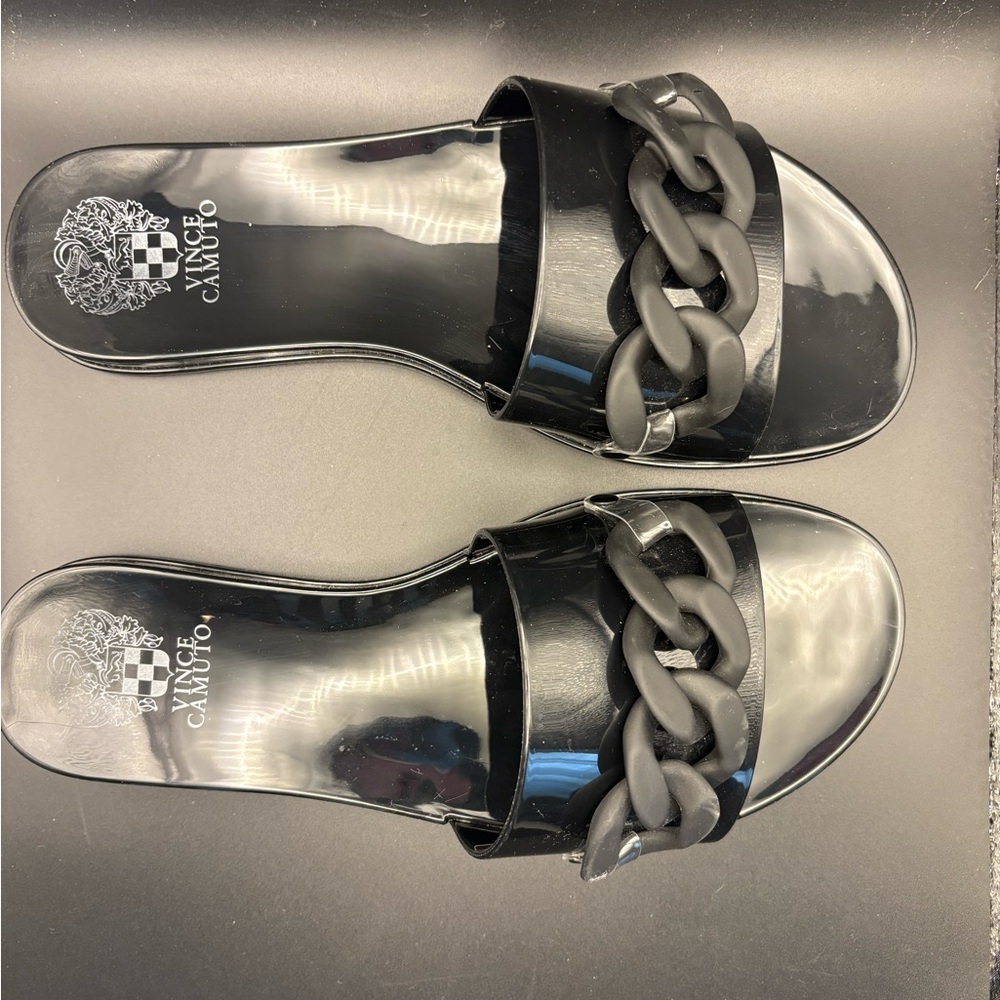 Black Chain Slide Sandals by Vince Camuto size 7